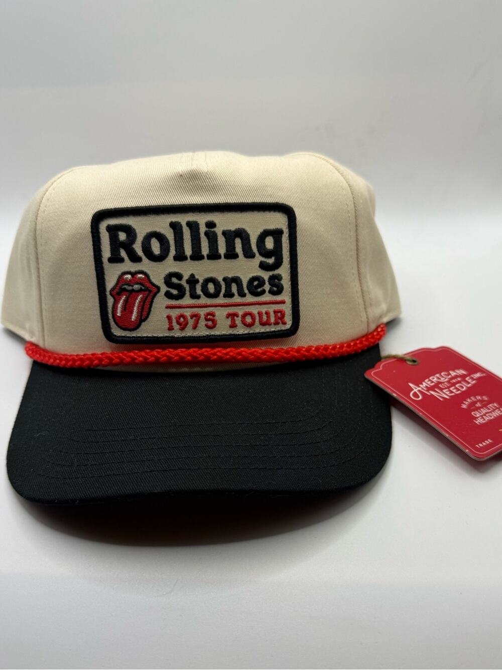American Needle the Rolling Stones 1975 Tour Cream and Black Trucker Hat NWT